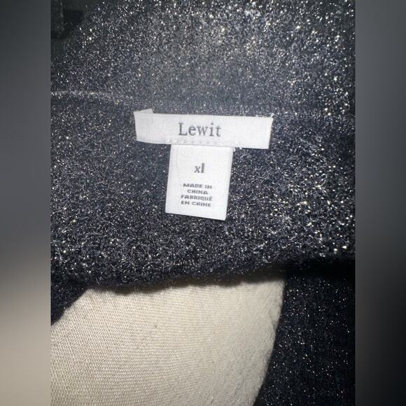LEWIT Angora Mohair Lightweight Sweater NWT Metallic Gold Threads Sz XL - Picture 10 of 12